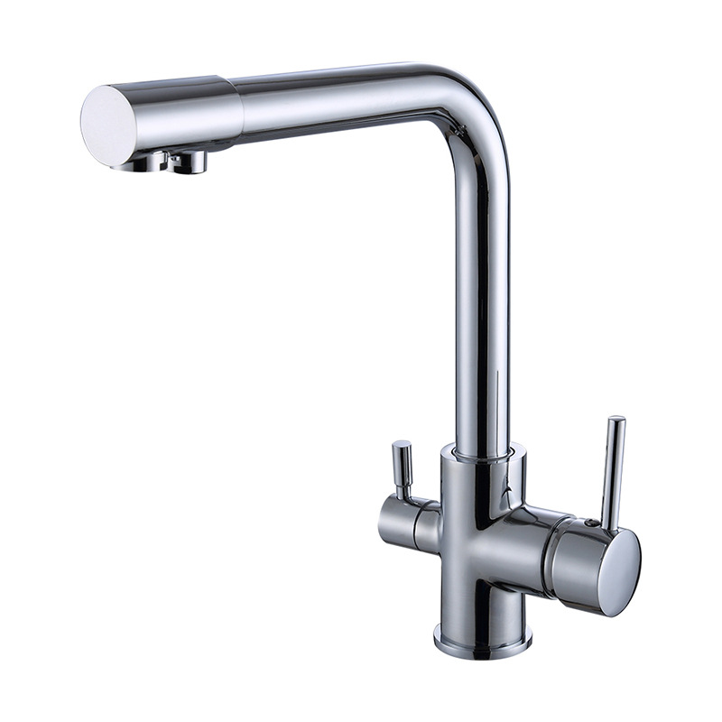 All-copper black spray-painted kitchen purified water faucet, sink, sink, rotatable double-handle double-hole faucet Item Picture