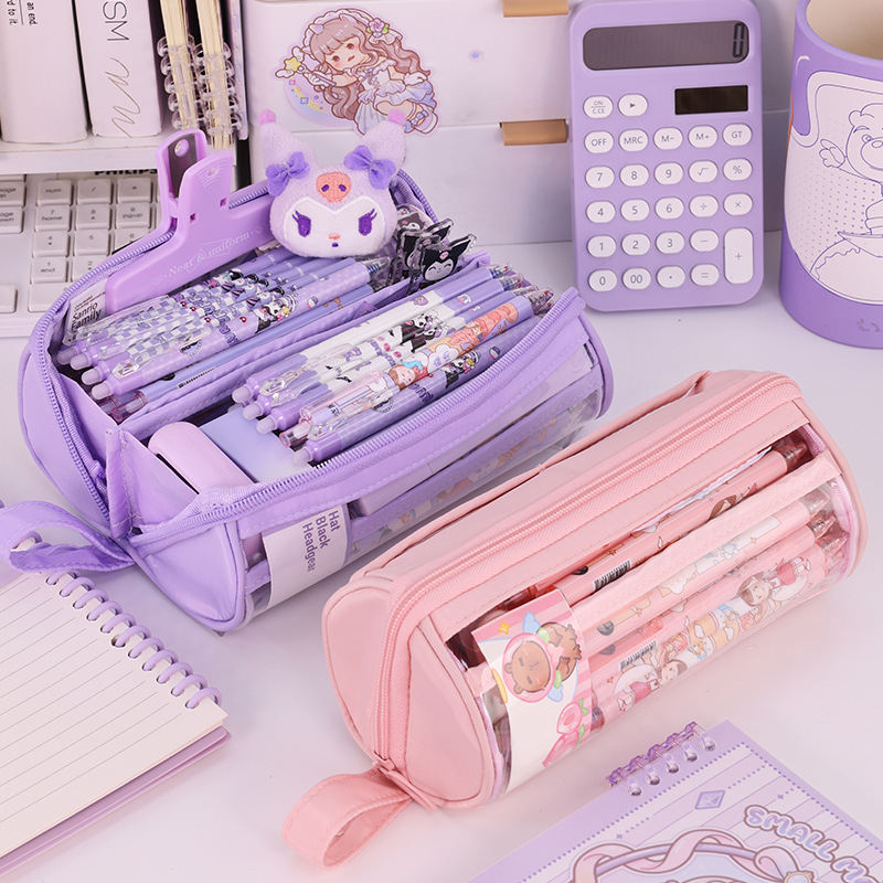 The school opening season features a cylindrical transparent pencil case with a high aesthetic level, a multi-functional pencil box for primary and secondary school students, and a large-capacity stationery box full figure