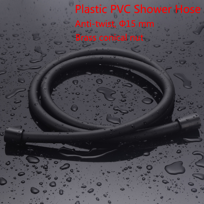Cross-border e-commerce black shower hose, PVC showerhead, shower pipe, explosion-proof and anti-entanglement, bathroom showerhead water inlet pipe details Picture