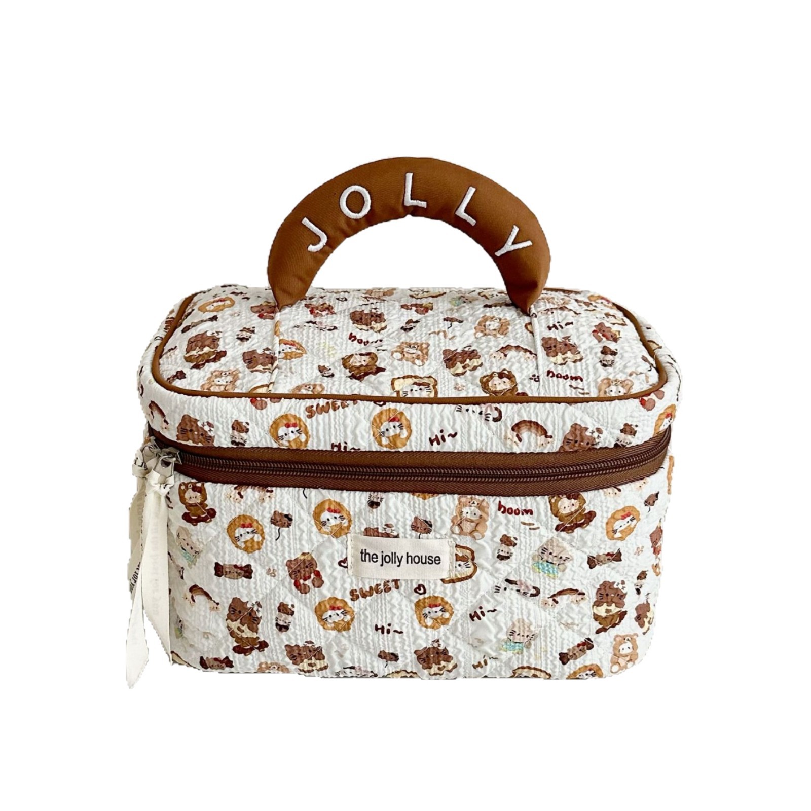 Bubble texture Cocoa Cat Makeup Bag for Women 2025 New portable large-capacity cosmetics storage bag and toiletry bag Item Picture