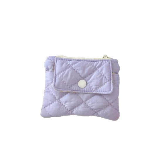 5672 Quilted diamond-shaped coin purse, snap card case, storage bag, multi-functional organization small bag for ID cards and bank cards Item Picture