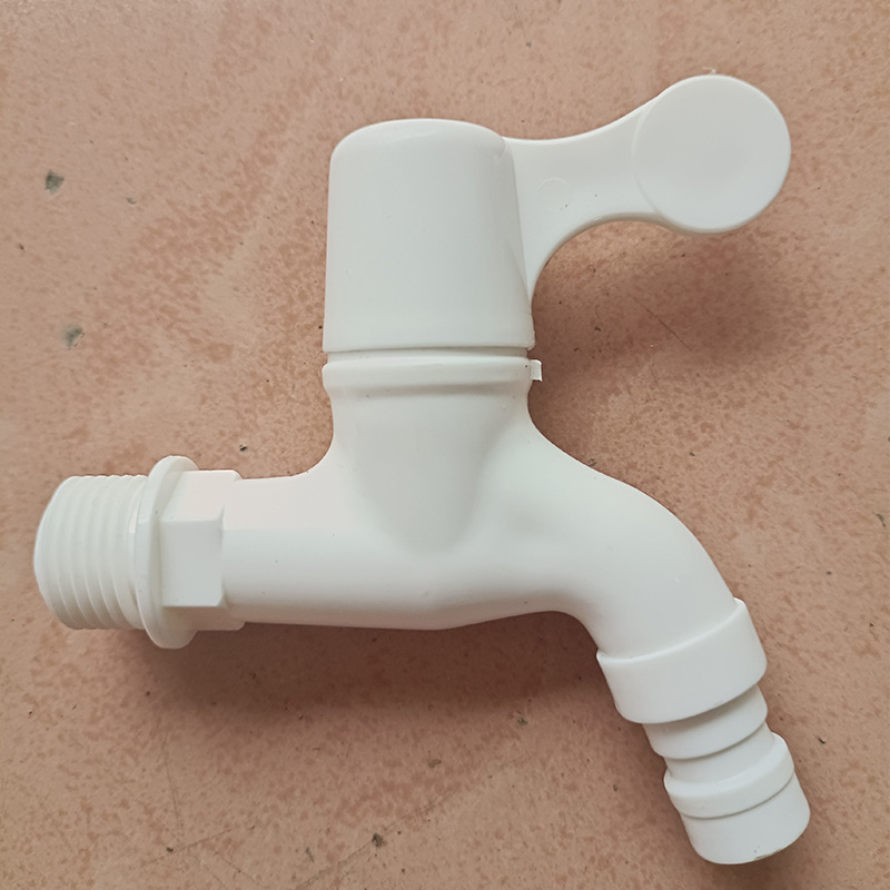 Supplying 4-point single-head white single-speed plastic faucets of the same style from the factory for washing machines, mops, and kitchen PPR faucets details Picture