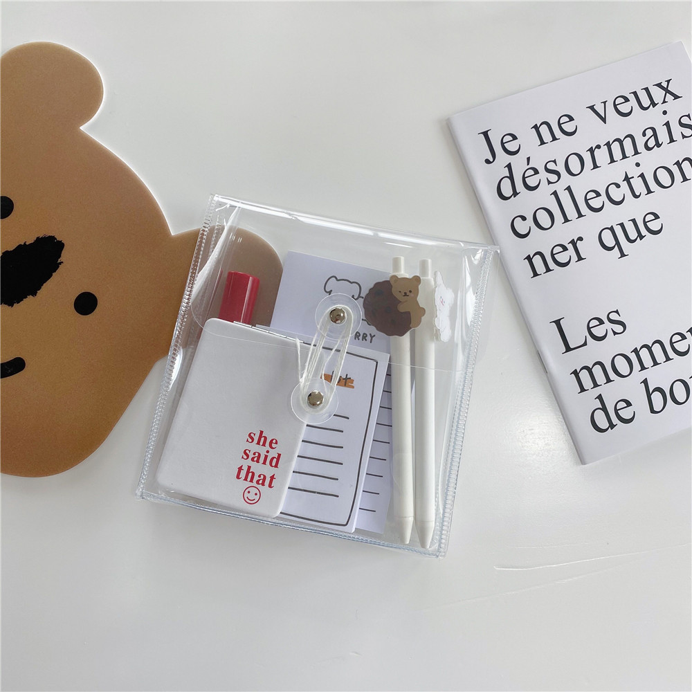 Korean InS-style transparent PVC winding bag, transparent storage bag, document and receipt bag, skin care storage and organization winding bag Application Scenario