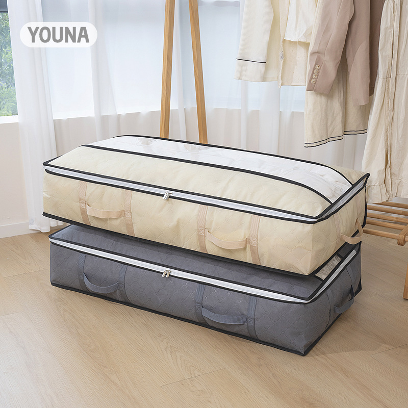 Cross-border non-woven fabric semi-open window brand new material quilt wardrobe, bed bottom cotton quilt bag, large-capacity storage bag for quilts and clothes details Picture