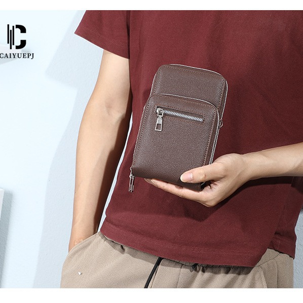 2025 New style bags: Men's phone bag, solid color zipper bag, outdoor large-capacity single-shoulder bag, men's crossbody bag Application Scenario