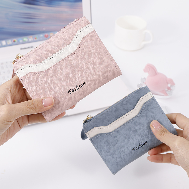 Cross-border fresh and simple ladies' wallet, short style, 20% off, multi-slot, color-blocked storage, student card bag, coin purse full figure