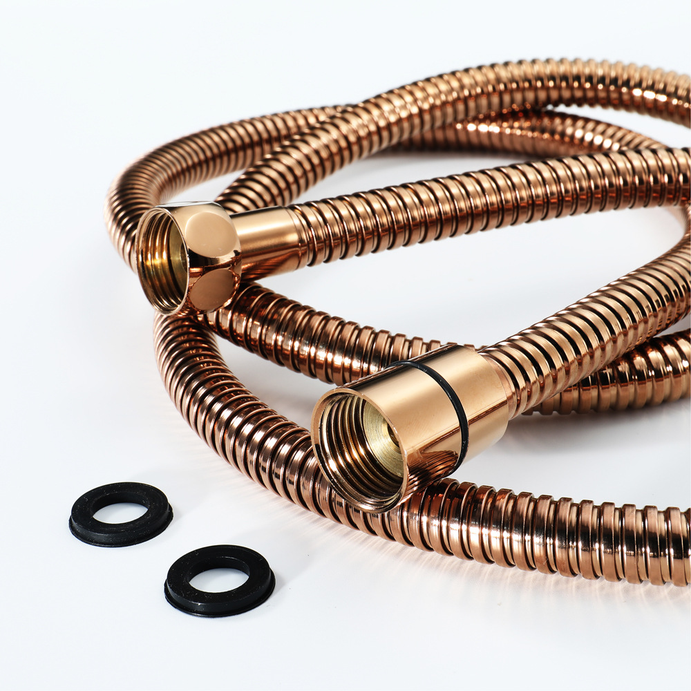 HIDEEP stainless steel hand-held showerhead hose, brushed gold 1.5-meter showerhead hose for home bathroom Specification drawing