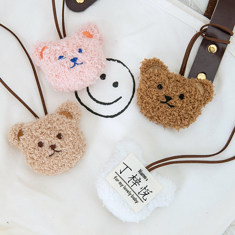 Korean Instagram cute bear head figurines, bag pendants, children's name identification tags, keychains, schoolbag pendants full figure