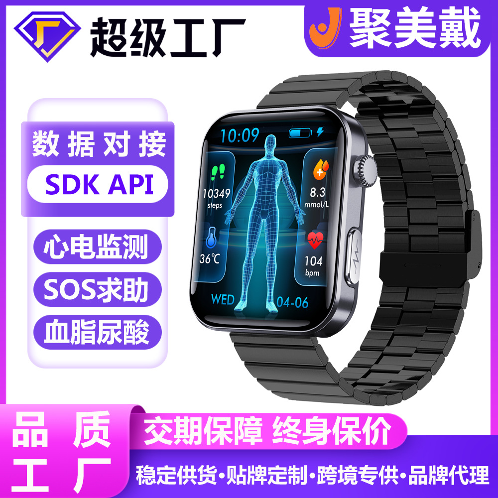 The cross-border F300 smartwatch features Bluetooth calls, SOS fall alarm, step counting, sleep, and fitness band message alerts Specification drawing