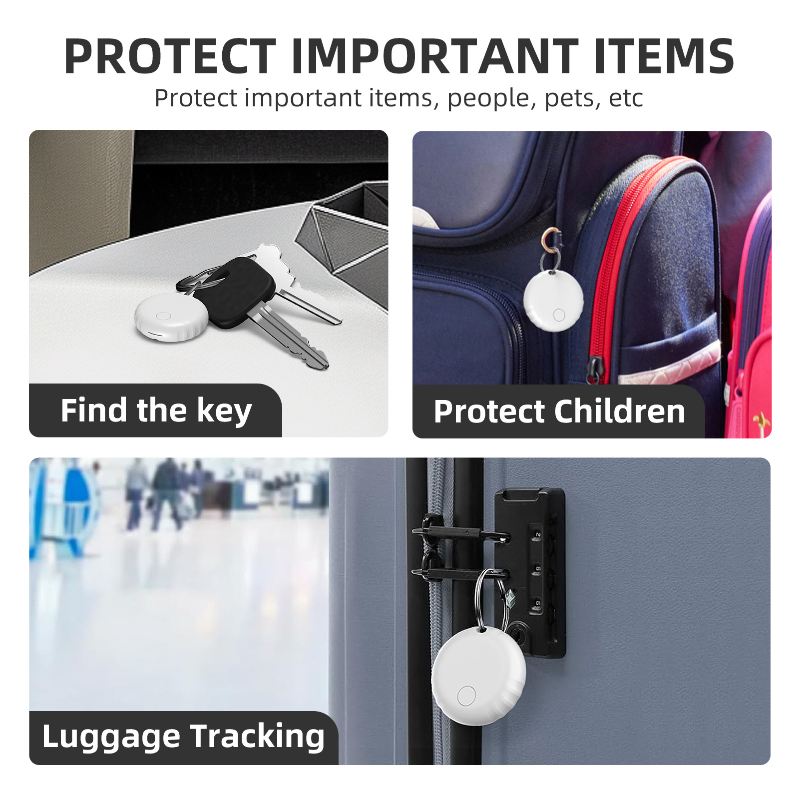 The F10 is compatible with apple's airtag anti-loss device, a global precise positioning wonder key, and a pet backpack Specification drawing
