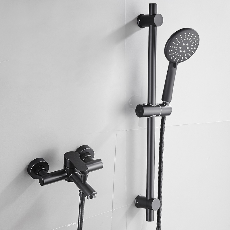 Mixing valve, hot and cold water faucet, bathroom, bath, shower, stainless steel three-in-one faucet, showerhead, mixing valve details Picture