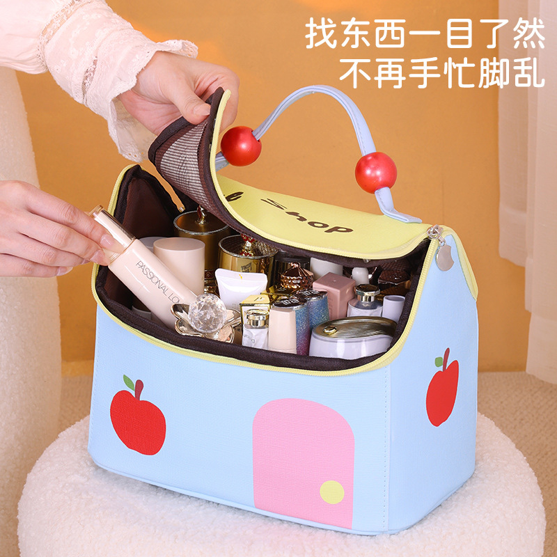 New cross-border products: Cute little house makeup bag, large capacity, high appearance level, zoned storage makeup bag, travel toiletries bag Specification drawing