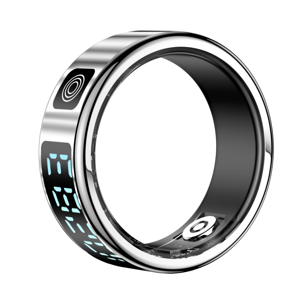 The SR08 smart ring features a display screen, touch charging dock, page-turning, photo-taking, heart rate, blood oxygen, and sleep functions Item Picture