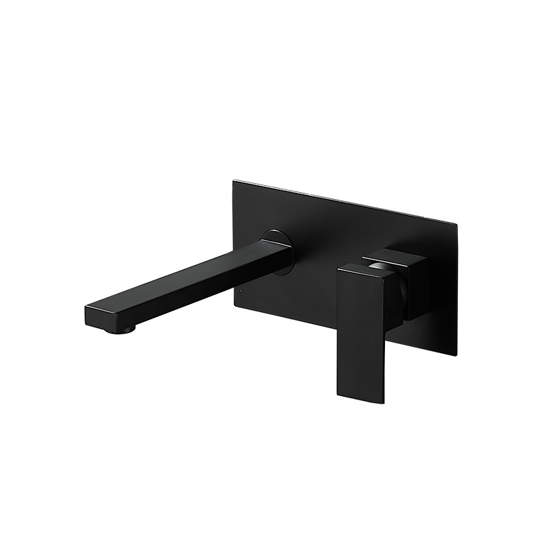 Brass black concealed cold and hot built-in countertop faucet, wall-mounted water outlet basin, hot-melt built-in concealed faucet Item Picture