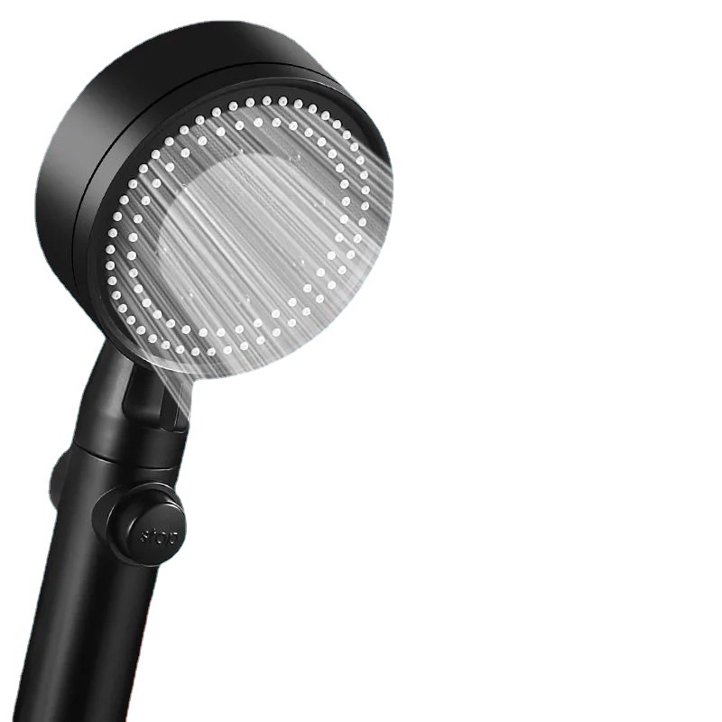 Five-speed multi-functional large water spray super pressurized shower head, black showerhead single head set Item Picture