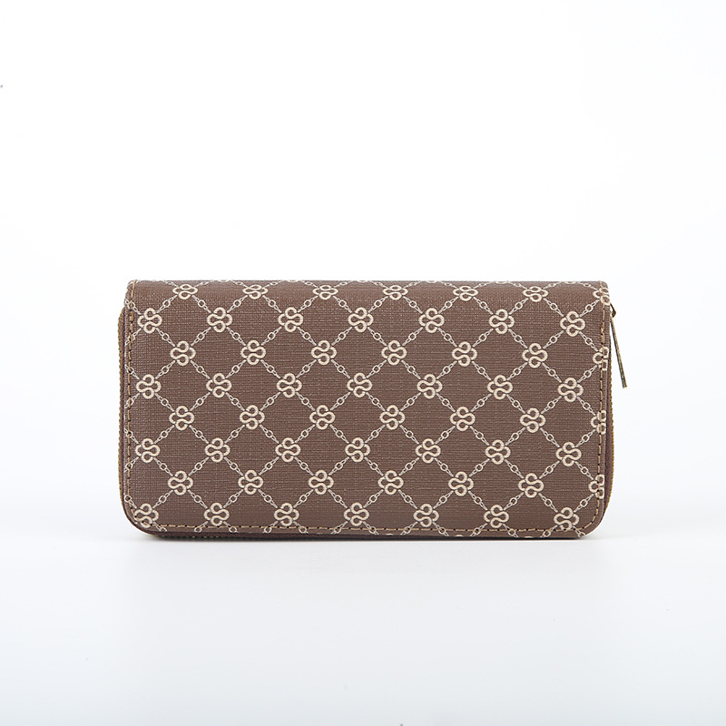 Korean-style simple ladies' wallet, long zipper wallet, leather print, fashionable coin purse, card position handbag Item Picture