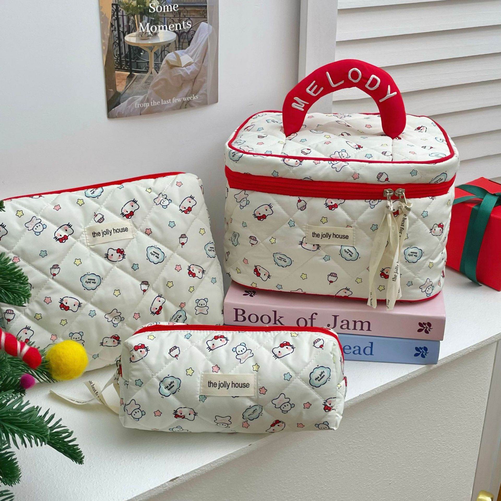 High-appearation-level cat-printed makeup bag for women, portable large-capacity makeup storage bag for going out, clutch bag, starting from one piece details Picture