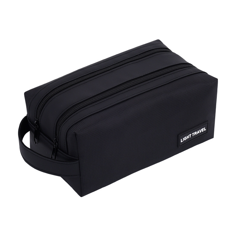 Dry and wet separation double zipper toiletry bag, men's business trip, travel, fitness, swimming waterproof storage bag, portable makeup bag Item Picture