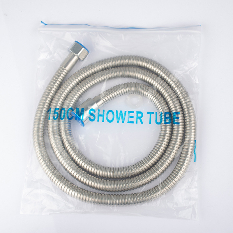 Factory wholesale 1.5/2-meter stainless steel double-buckle encrypted metal hose encrypted shower and bathroom showerhead hose details Picture