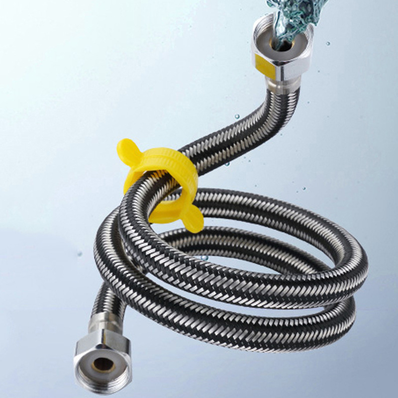 Stainless steel mixed wire braided pipe double-ended water inlet pipe for water heaters, high-pressure explosion-proof toilet water inlet hose Specification drawing