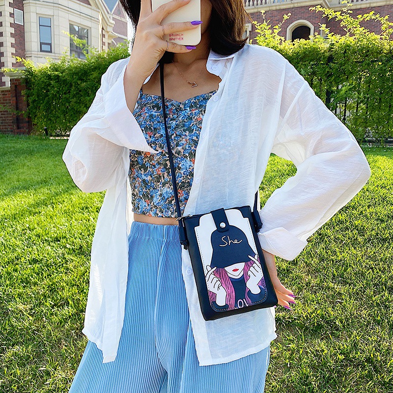 A new 2024 single-shoulder crossbody bag for women to hold mobile phones, a trendy student coin purse, and a fresh and cute mobile phone bag Specification drawing