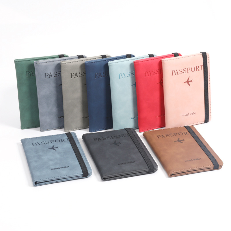 Cross-border bestseller leather passport holder in stock, pu leather RFID passport bag, multi-functional SIM card holder and document bag Specification drawing