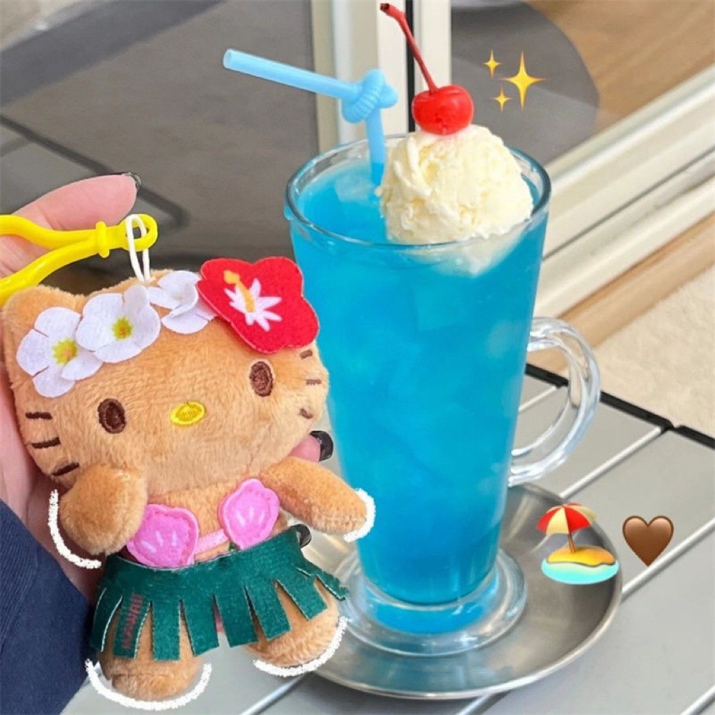 Swimming ring cat pendant, summer cute swimming ring doll, cartoon plush toy, bag hanging decoration, women's keychain Specification drawing