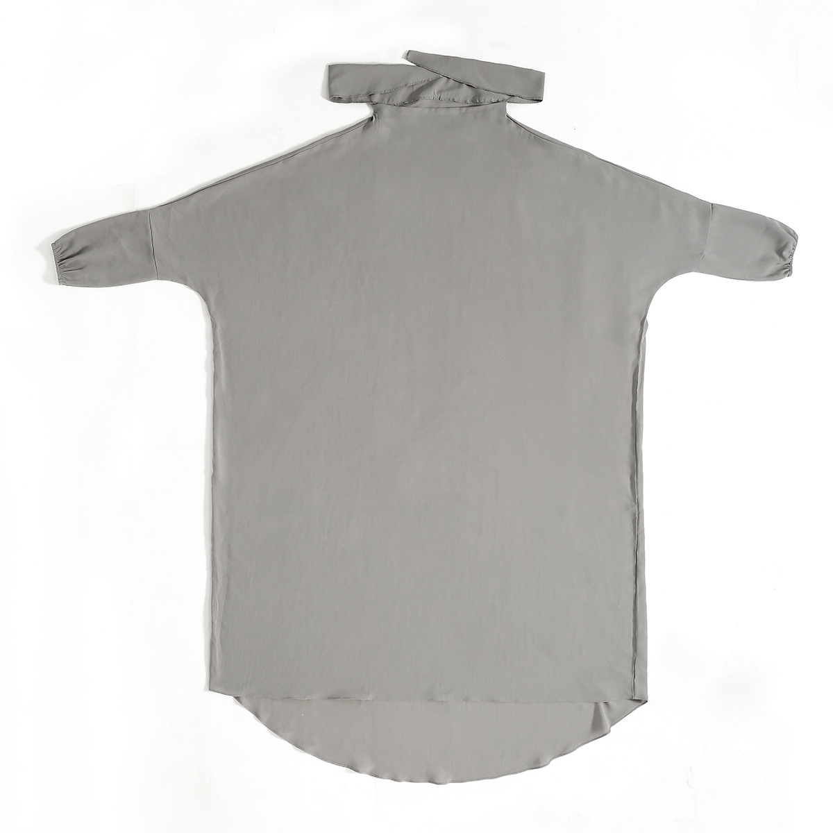 Factory stock: Women's ice silk wrinkled solid color hooded conservative batsleeved robe, Muslim ethnic costume, cross-border Hui abaya robe, women's hooded Muslim Specification image