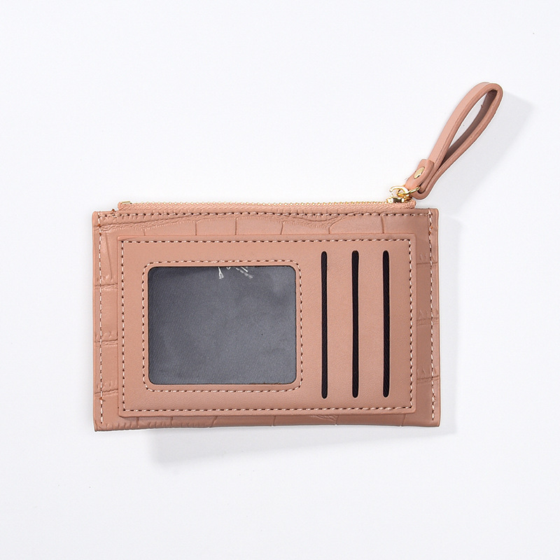 The new simple and short ladies' coin purse with zipper and coin bag is mini, ultra-thin, and has multiple slots. It's a trendy and fashionable card bag for holding Specification drawing