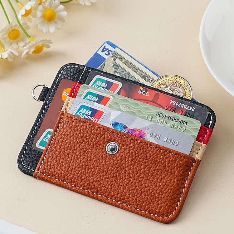 New high-appearure-level solid color in-stock ultra-thin card case with multi-slot card holder, small, exquisite and fashionable leather pu card case Specification drawing