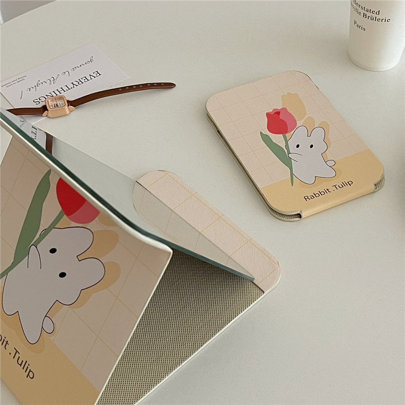 Ins-style girl cartoon folding small mirror, makeup mirror, student dormitory desktop portable dressing mirror details Picture