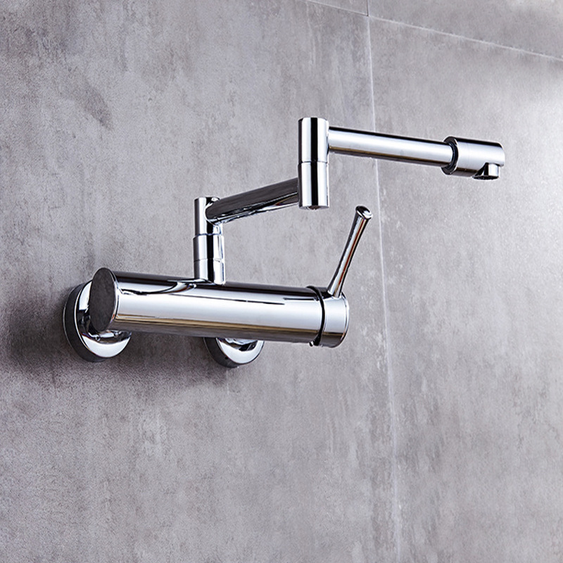 Brass wall-mounted double-hole foldable kitchen sink, sink, hot and cold water faucet, black lacquered mixed faucet Specification drawing