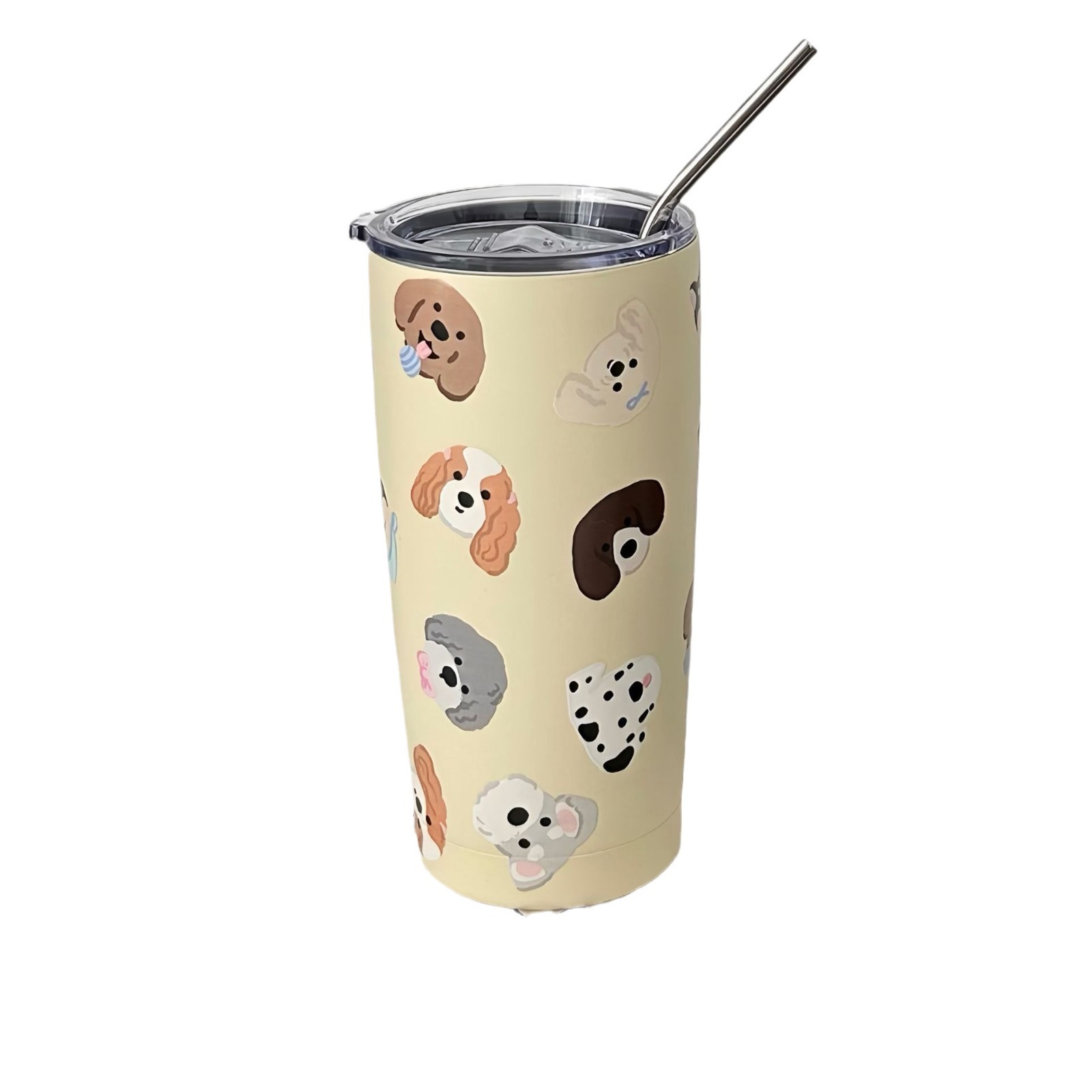 Korean-style cartoon puppy insulated cup, high appearance level 304 stainless steel water cup, high-temperature resistant portable straw cup, coffee cup Item Picture