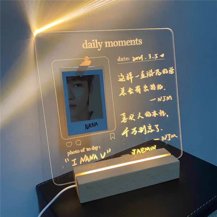 Transparent acrylic luminous message board, Korean ins notepad, writing memo, night light, room decoration details Picture