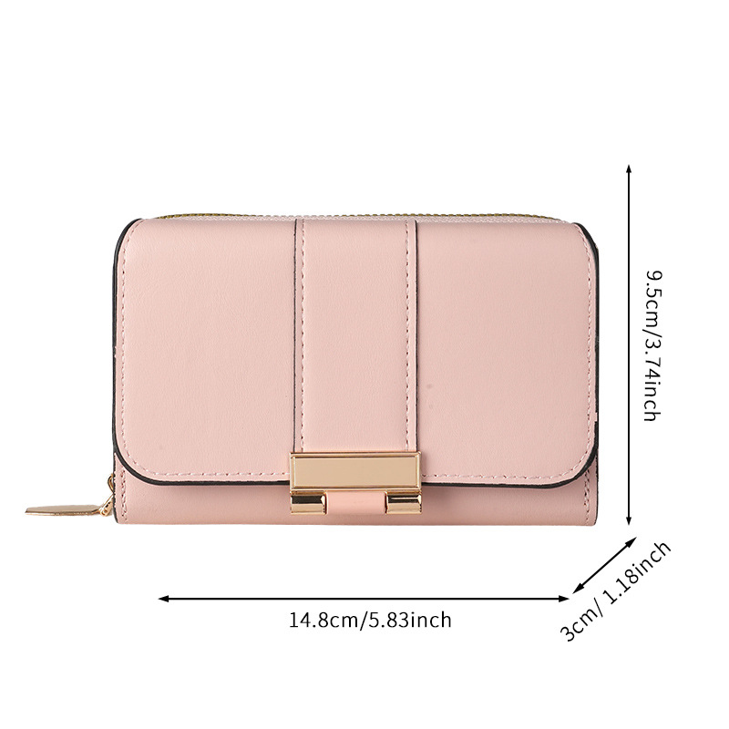 New cross-border multi-functional women's wallet, short, fashionable and multi-slot 30% off Wallet, solid color coin purse for students Item Picture