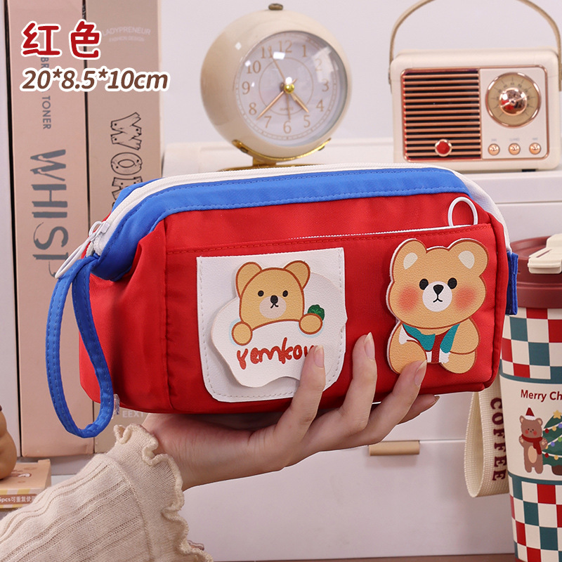 New cross-border large-opening steel wire pencil case, cute and niche stationery, high appearance level for primary and secondary school students, large-capacity pencil case Specification drawing