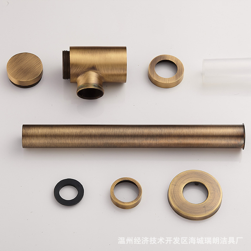Retro all-copper wall drain set, washbasin, face wash basin, wall-mounted anti-odor drain pipe and drainage accessories Application Scenario