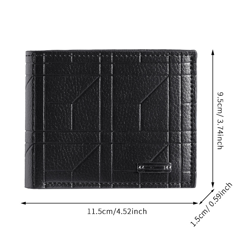 New men's wallet, short men's wallet, youth fashion checkered horizontal soft wallet, large capacity multi-slot wallet Item Picture