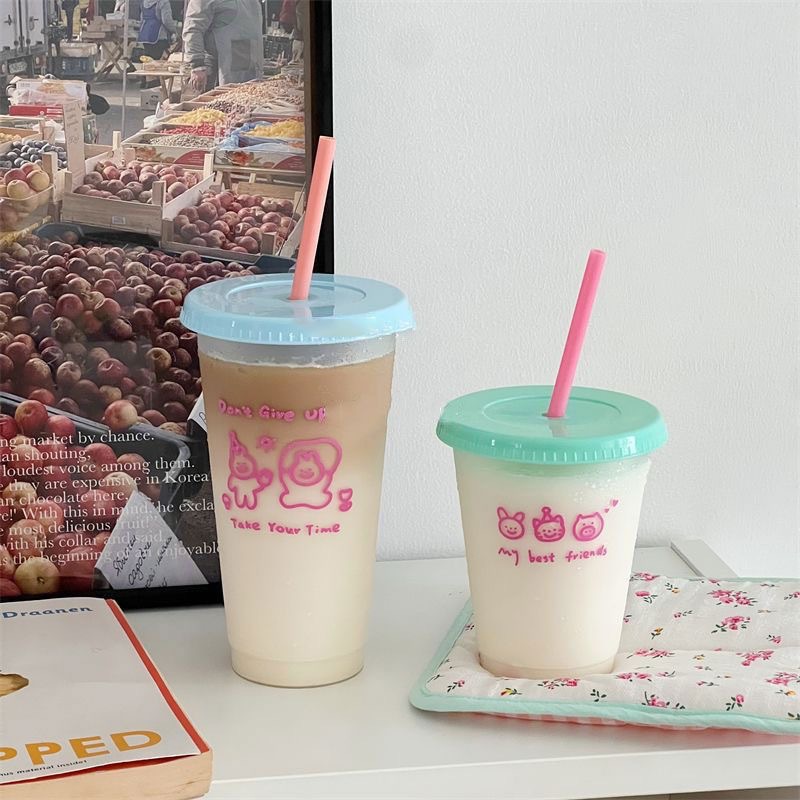 Water cup, high appearance level plastic cup for girls, 2024 new large-capacity straw cup, portable beverage cup, coffee cup details Picture