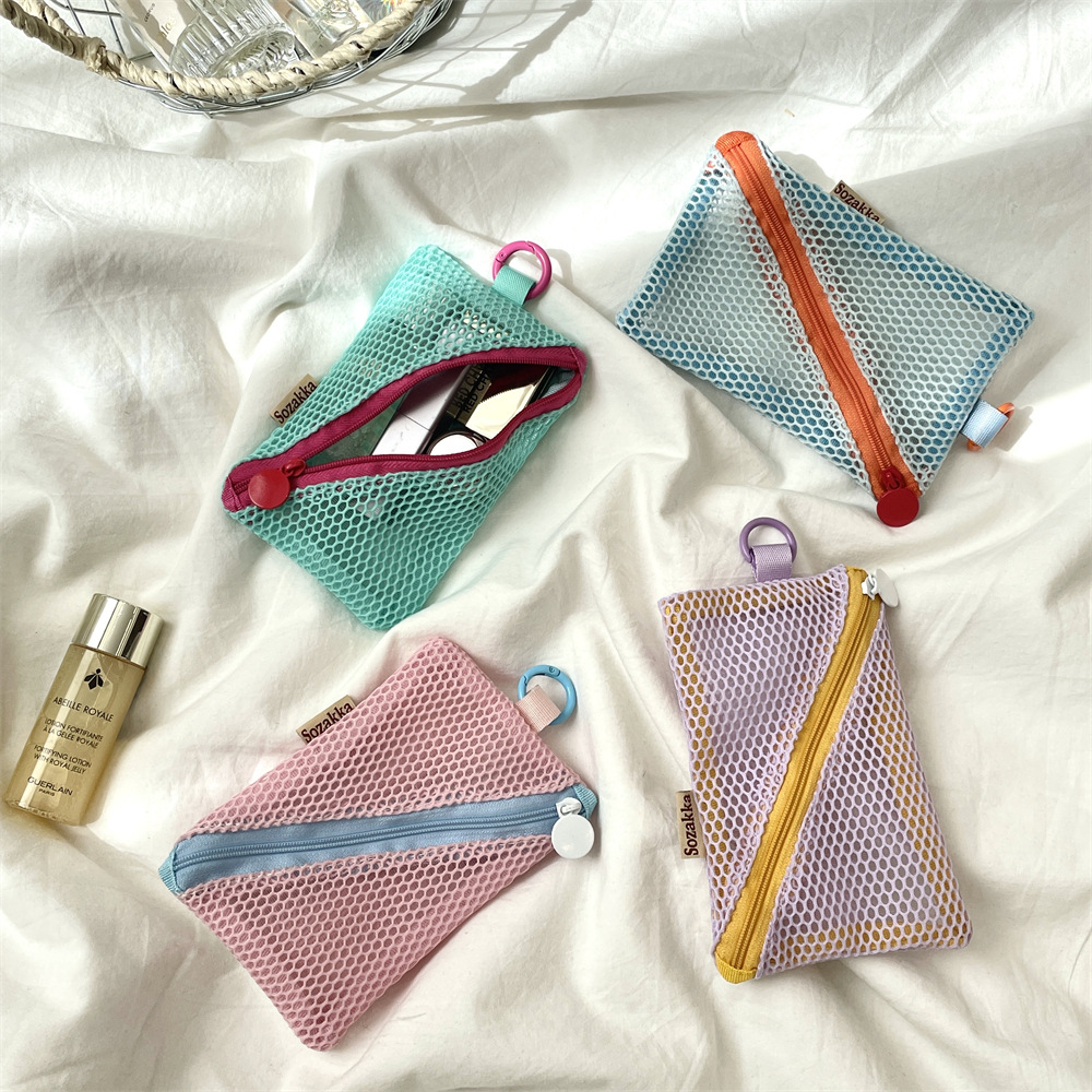 53271 Mesh hollowed-out coin case, lipstick storage bag, small accessory storage, transparent student portable coin purse full figure