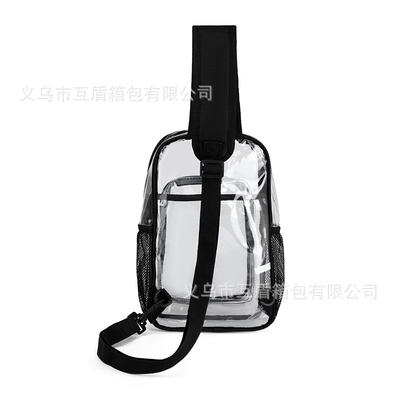 Amazon pvc transparent chest bag, waterproof men's bag, sports and fitness waist bag, concert crossbody bag, shoulder bag Specification drawing