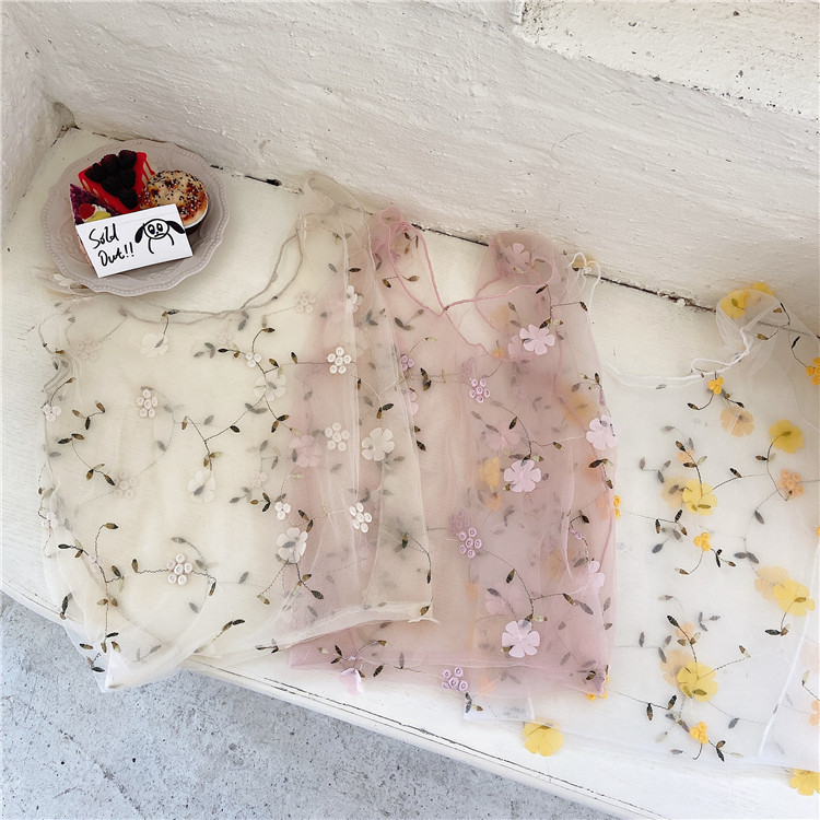0492 New Style mesh embroidered flower Bag Fairy Summer Cute and fresh Mesh hand-carried Bag wholesale supply full figure