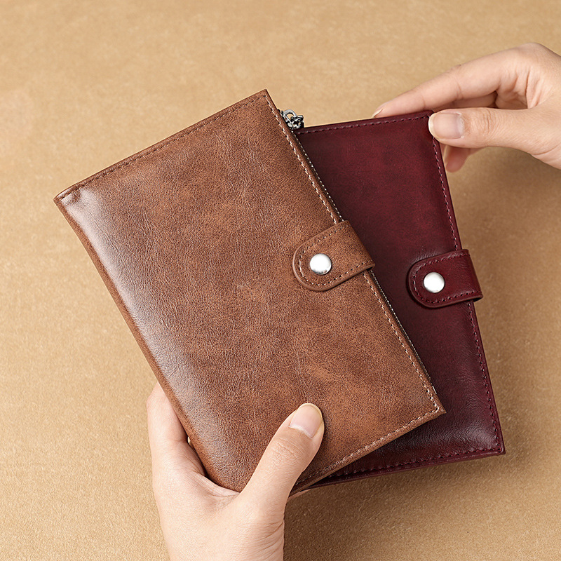 pu oil wax leather ultra-thin multi-functional passport bag, new women's wallet, air ticket holder, passport document wallet and storage bag details Picture