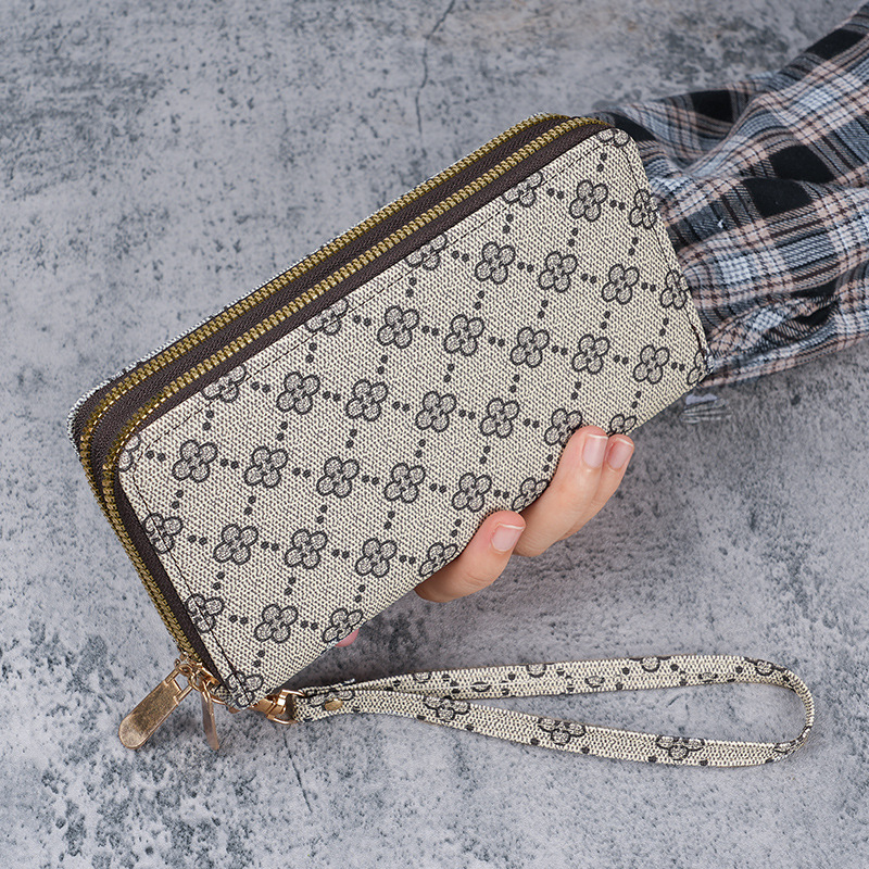 2024 Retro, fashionable and simple ladies' wallet, large capacity card case, multi-functional clutch, double zipper wallet full figure