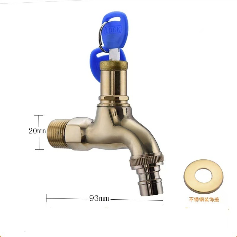 Household outdoor anti-theft key for export, 4-point, with key faucet, brass quick-opening, stainless steel 304, washing machine water faucet Application Scenario