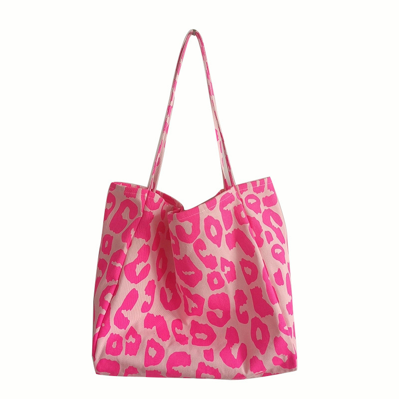 1541 Stylish pink leopard print large-capacity tote bag, animal print single-shoulder bag, handbag for female students, 2021 new Trend Item Picture