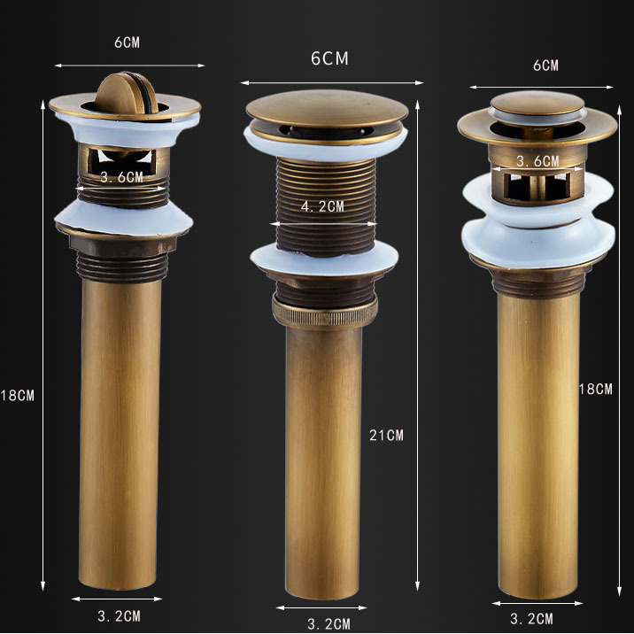 European-style antique-style glass basin, bouncing flap drain, washbasin, antique-style drain, Jingdezhen basin, standard drain details Picture