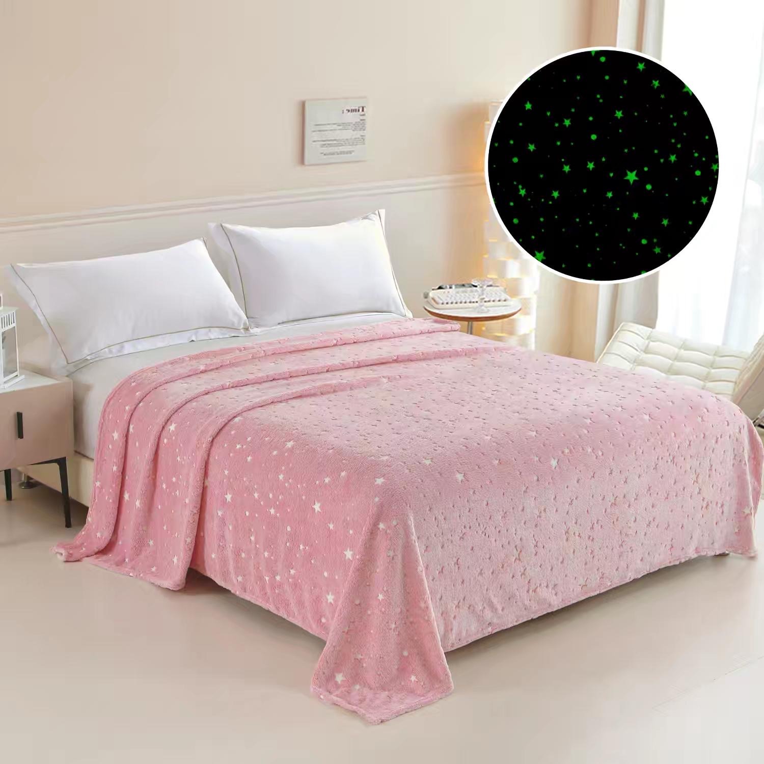 毛毯跨境定制双面法兰绒夜光毯厂家批发空调午休盖云貂珊瑚绒礼品详情9