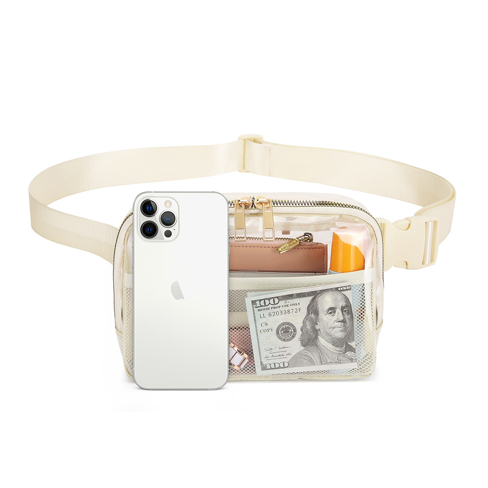 The new lulu bag features a waterproof TPU waist bag, an outdoor casual transparent wallet, and a pvc adjustable storage crossbody bag Item Picture