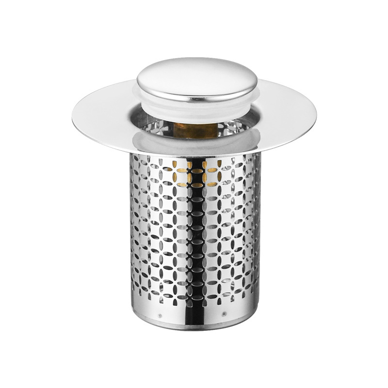 Washbasin leakage plug, washbasin drain accessories, anti-clogging press spring core, stainless steel filter screen, cross-border Item Picture